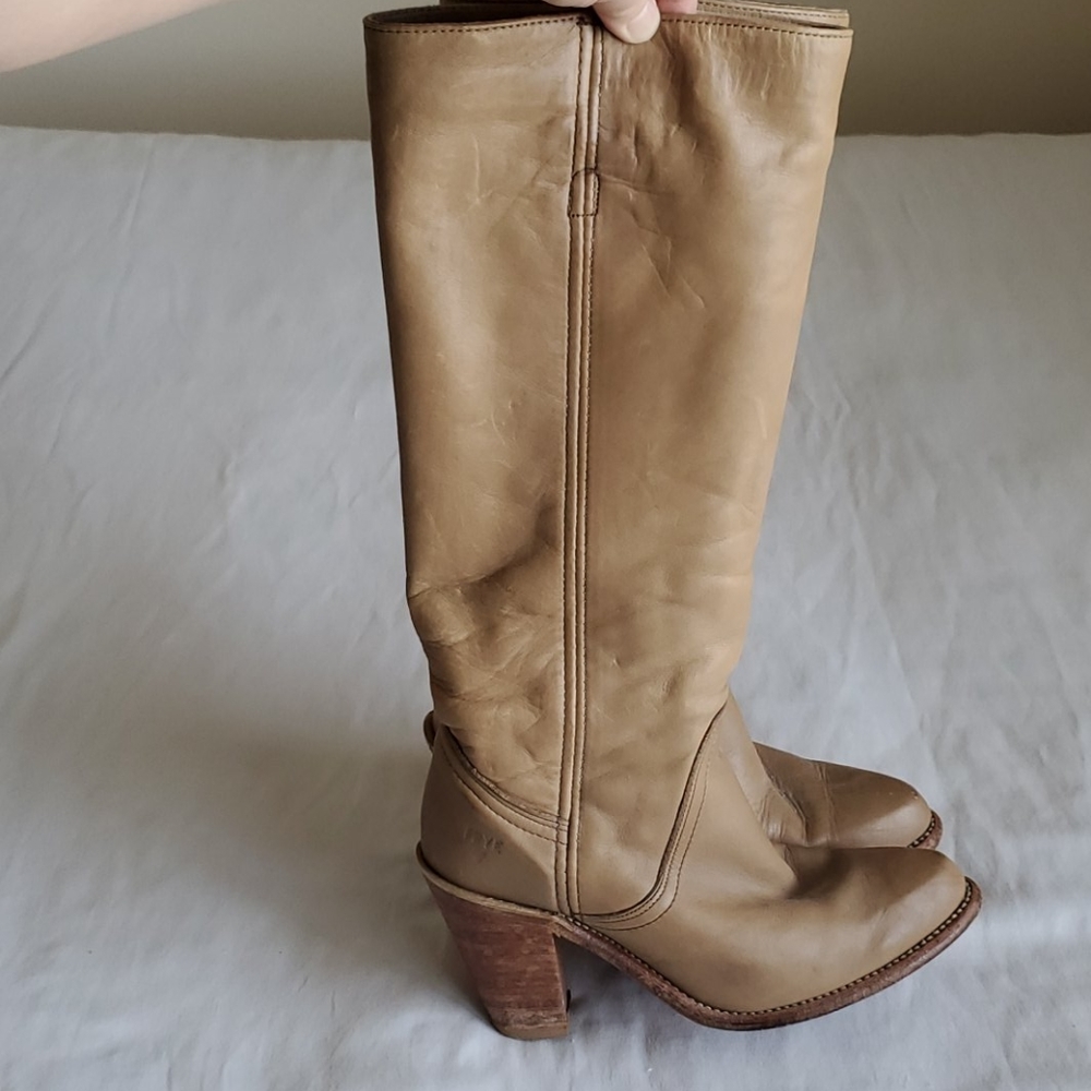 Vintage Frye Leather Heeled Tall Boots Sz 7